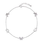 Enchanted Stone Butterfly Anklet In 925 Sterling Silver - Vanika 
