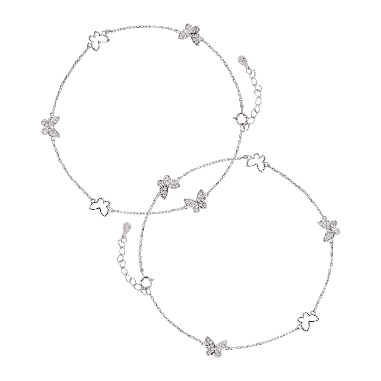 Enchanted Stone Butterfly Anklet In 925 Sterling Silver - Vanika 
