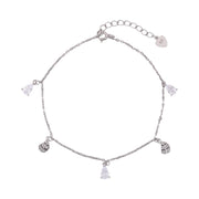 Evergreen Leafy Charm Anklet In 925 Sterling Silver - Vanika 