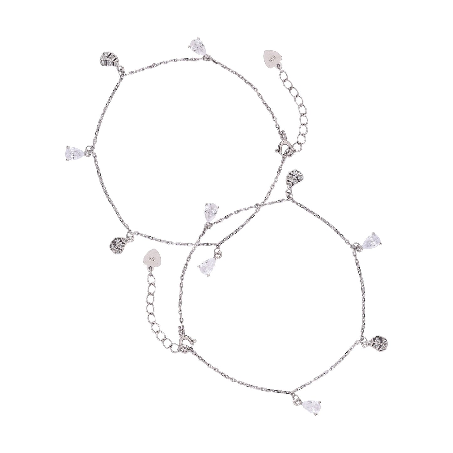 Evergreen Leafy Charm Anklet In 925 Sterling Silver - Vanika 