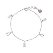Dazzling Drop Charm Anklet In 925 Sterling Silver - Vanika 
