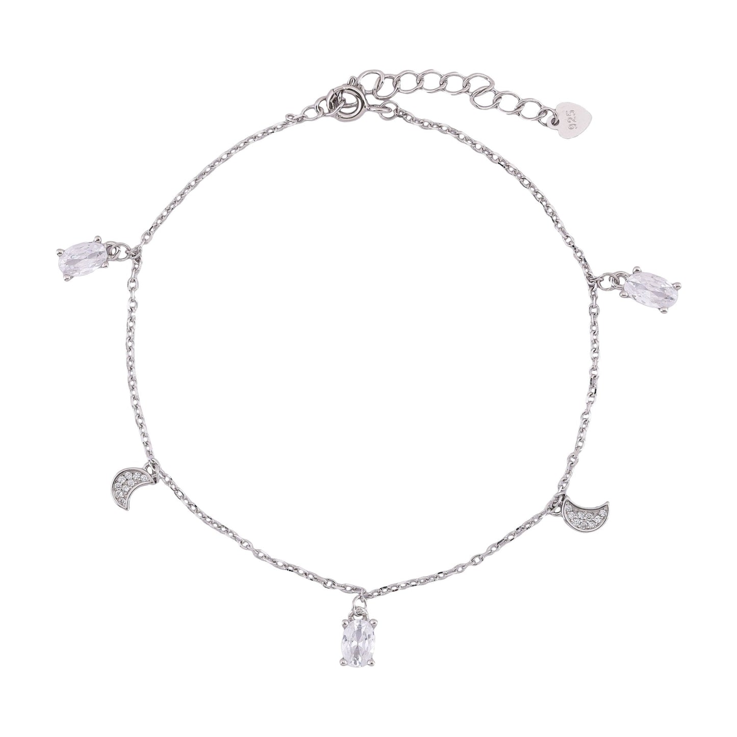 Cosmic Charm Studded Anklet In 925 Sterling Silver - Vanika 