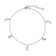 Cosmic Charm Studded Anklet In 925 Sterling Silver - Vanika 
