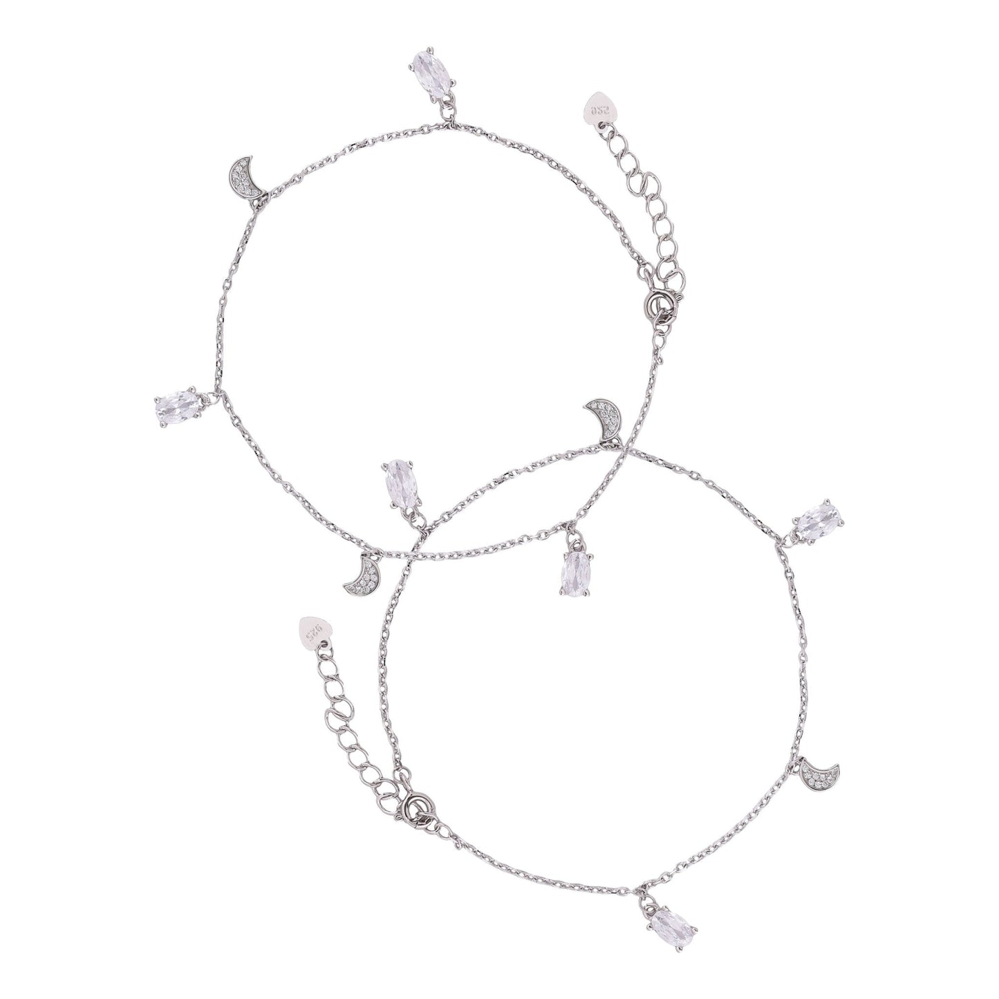 Cosmic Charm Studded Anklet In 925 Sterling Silver - Vanika 