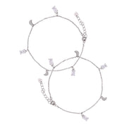 Cosmic Charm Studded Anklet In 925 Sterling Silver - Vanika 