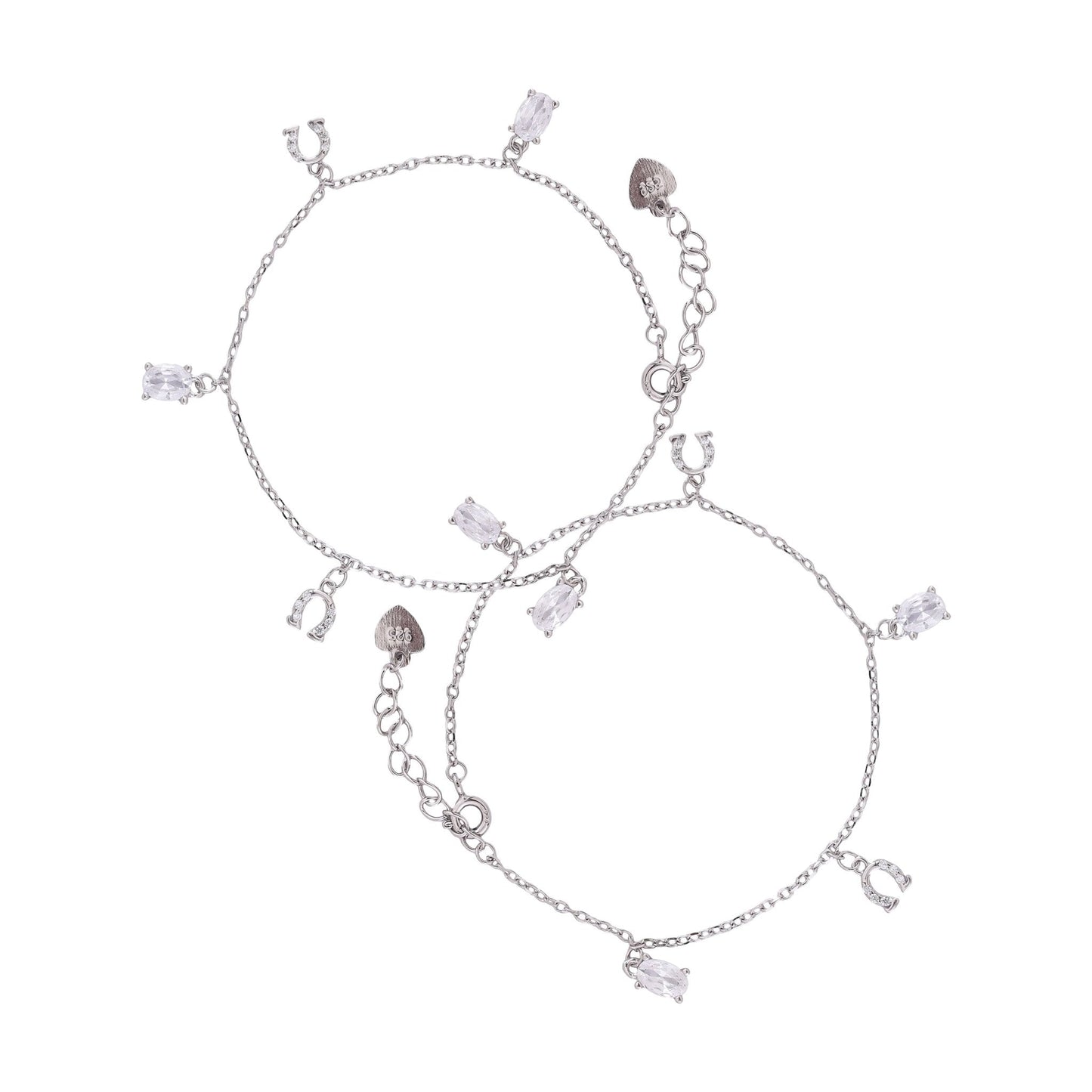 Dazzling Drop Charm Anklet In 925 Sterling Silver - Vanika 