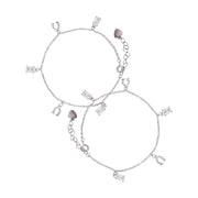 Dazzling Drop Charm Anklet In 925 Sterling Silver - Vanika 