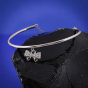 Twinkling Bow Charm Zircon Adjustable Bracelet In 925 Sterling Silver - Vanika 