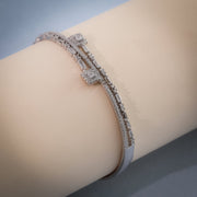 Geometric Chic Zircon Adjustable Bracelet With Ring In 925 Sterling Silver - Vanika 