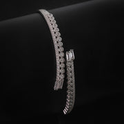 Gleaming Zircon Stone Adjustable Bracelet With Ring In 925 Sterling Silver - Vanika 