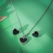 Little Heart Pendant Zircon Necklace Set In 925 Sterling Silver - Vanika 
