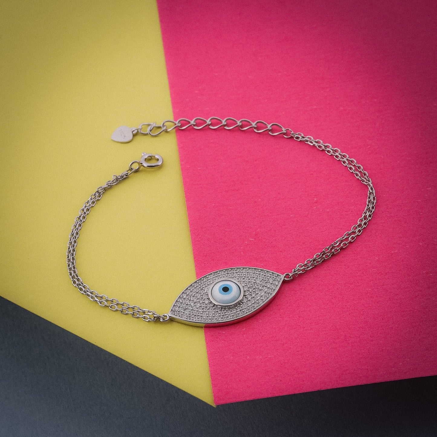 Warding Evil Eye Zircon Bracelet Chain In 925 Sterling Silver - Vanika 
