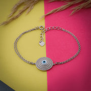 Radiant Zircon Studded Evil Eye Chain Bracelet In 925 Sterling Silver - Vanika 