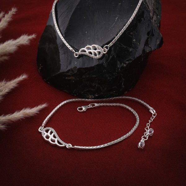 Winged Elegance Anklet In 925 Sterling Silver - Vanika 
