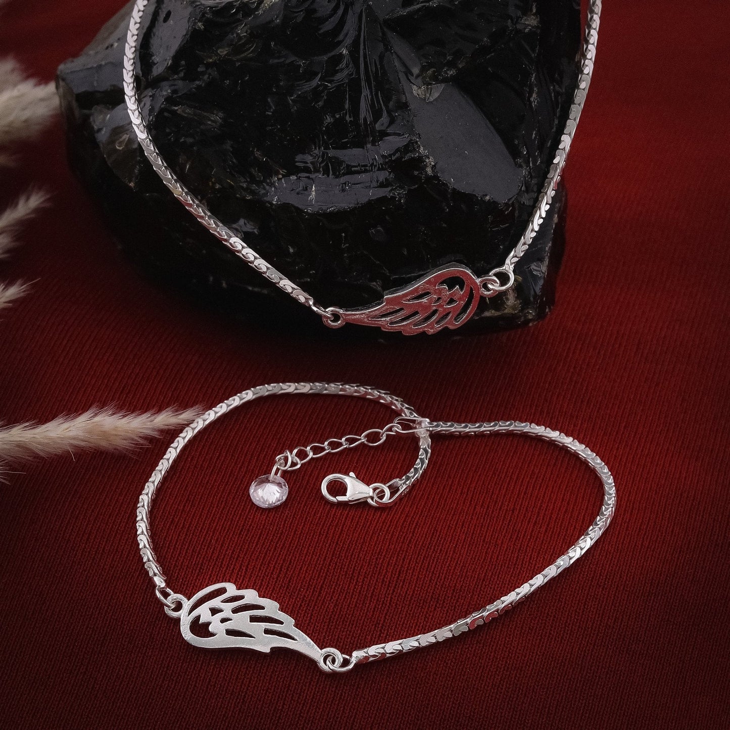 Fluttering Wing Charm Anklet In 925 Sterling Silver - Vanika 