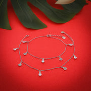 Evergreen Leafy Charm Anklet In 925 Sterling Silver - Vanika 