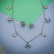 Evil Eye Amulet Zircon Necklace Set In 925 Sterling Silver - Vanika 