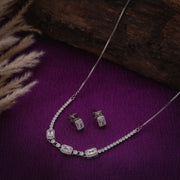 Stone Studded Zircon Necklace Set In 925 Sterling Silver - Vanika 