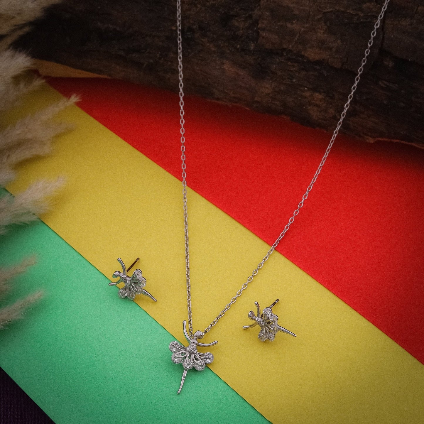 Floral Fantasy Zircon Necklace Set In 925 Sterling Silver - Vanika 