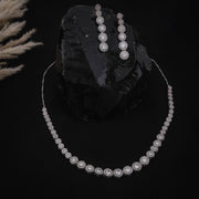 Round Shaped Zircon Necklace Set In 925 Sterling Silver - Vanika 