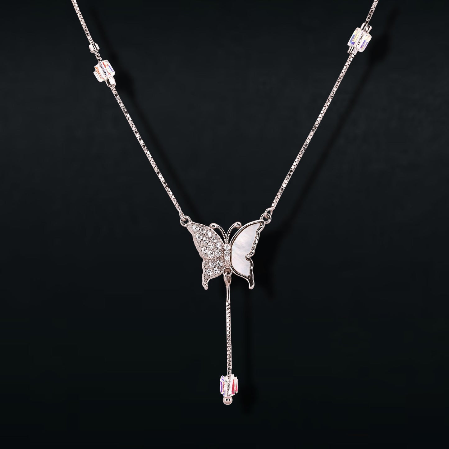Sparkling Butterfly Charm Chain In 925 Sterling Silver - Vanika 