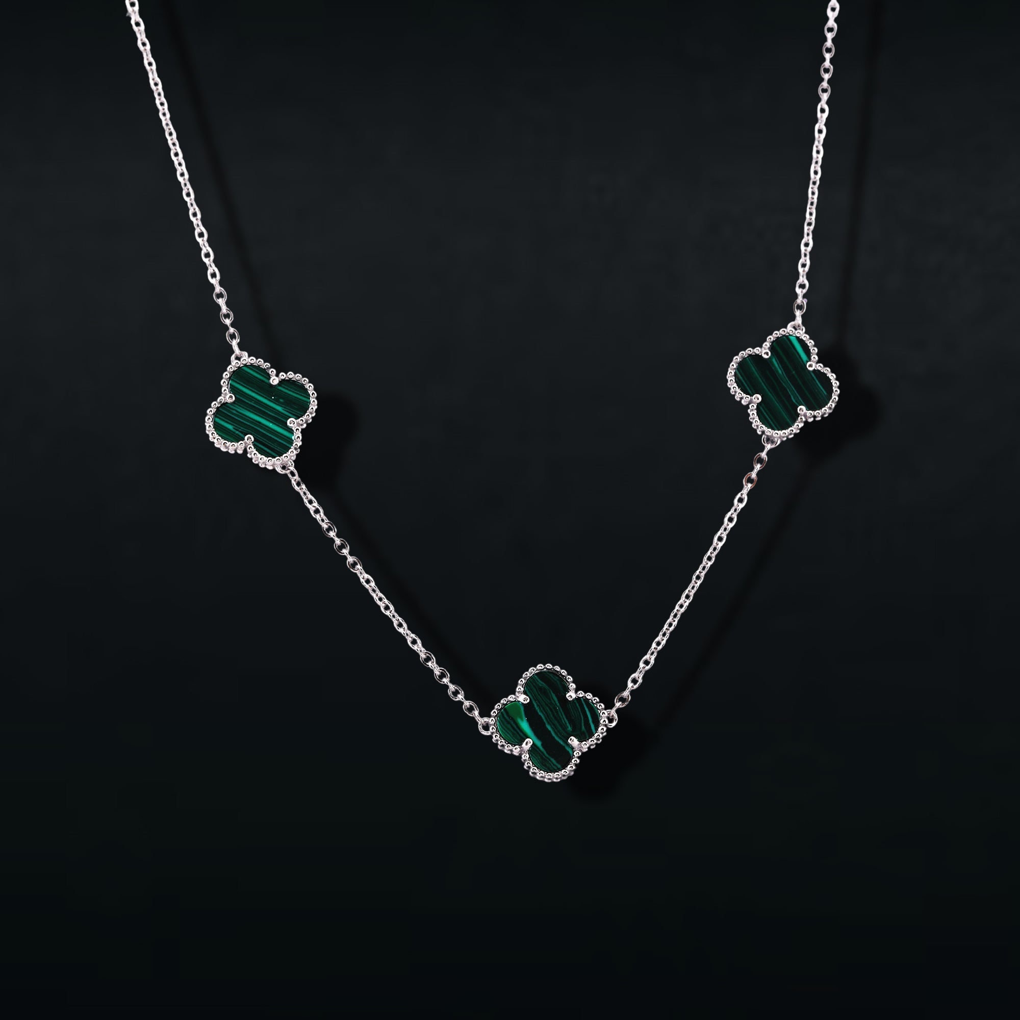 Green Floral Charm Chain In 925 Sterling Silver - Vanika 