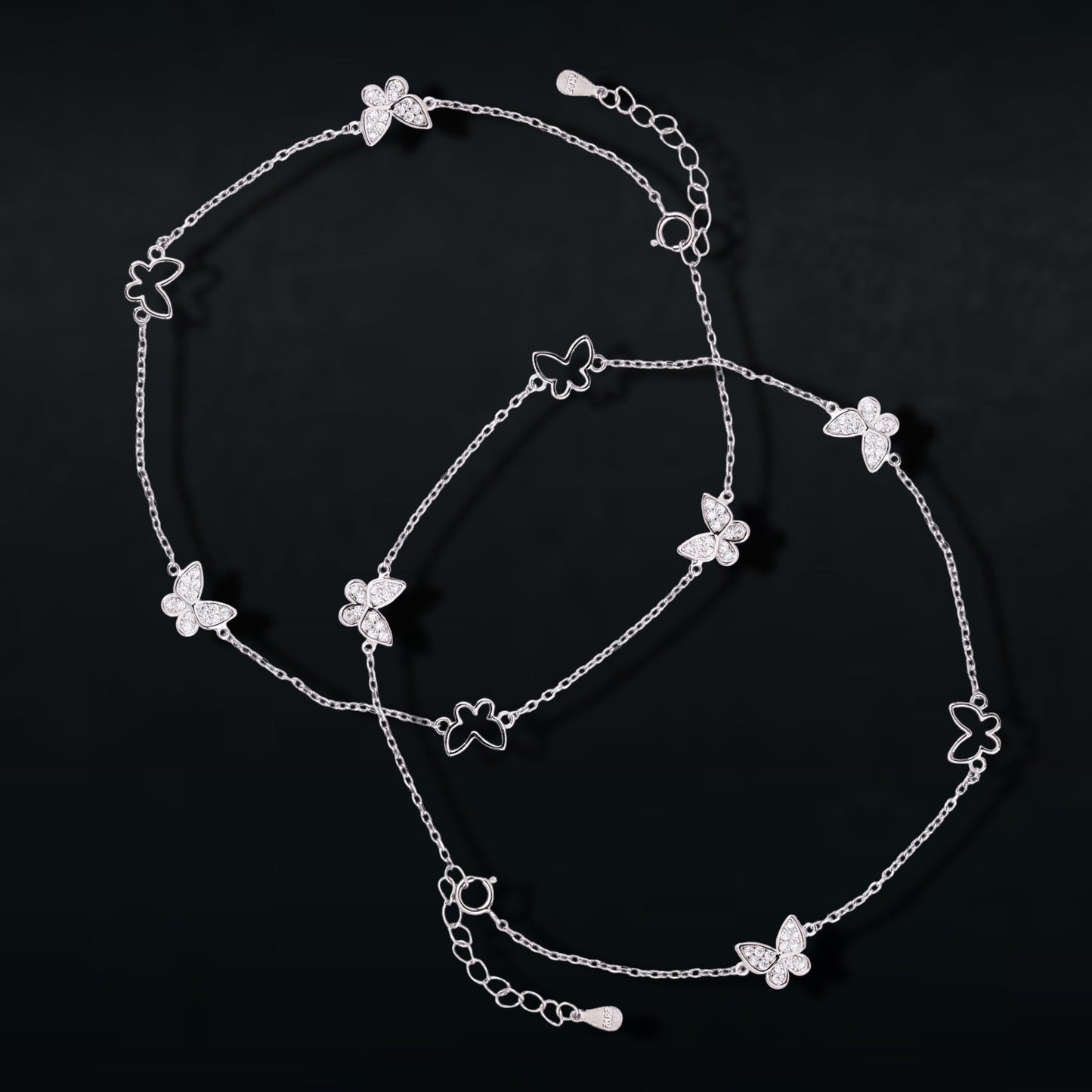 Enchanted Stone Butterfly Anklet In 925 Sterling Silver - Vanika 