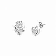 Sparkling Heart CZ Pendant Necklace & Stud Earrings Set in 925 Sterling Silver