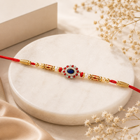 925 Sterling Silver Blue Stone Rakhi for Brother | Premium Designer Silver Rakhi | Vanika Jewellery