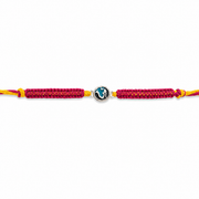 Om Enamel Rakhi in 925 Sterling Silver with Pink Braided Thread
