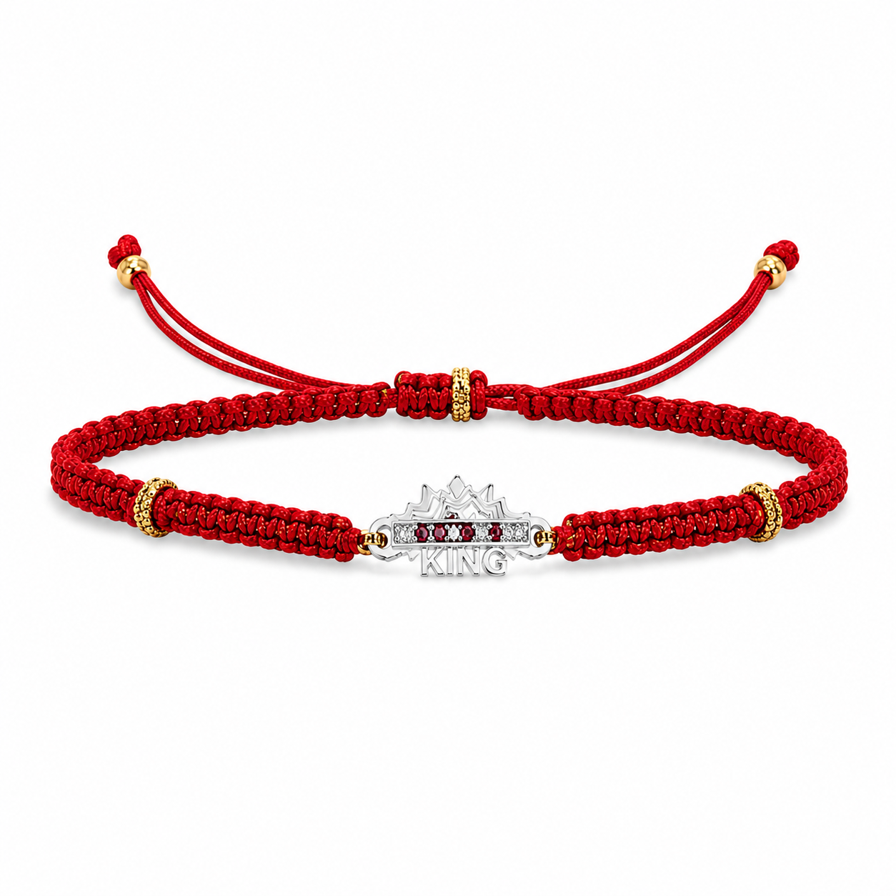 925 Sterling Silver King Rakhi for Brother | Adjustable Red Thread Rakhi with Zircon | Premium Handmade Raksha Bandhan Rakhi Gift