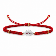 925 Sterling Silver King Rakhi for Brother | Adjustable Red Thread Rakhi with Zircon | Premium Handmade Raksha Bandhan Rakhi Gift