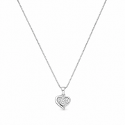 Sparkling Heart CZ Pendant Necklace & Stud Earrings Set in 925 Sterling Silver