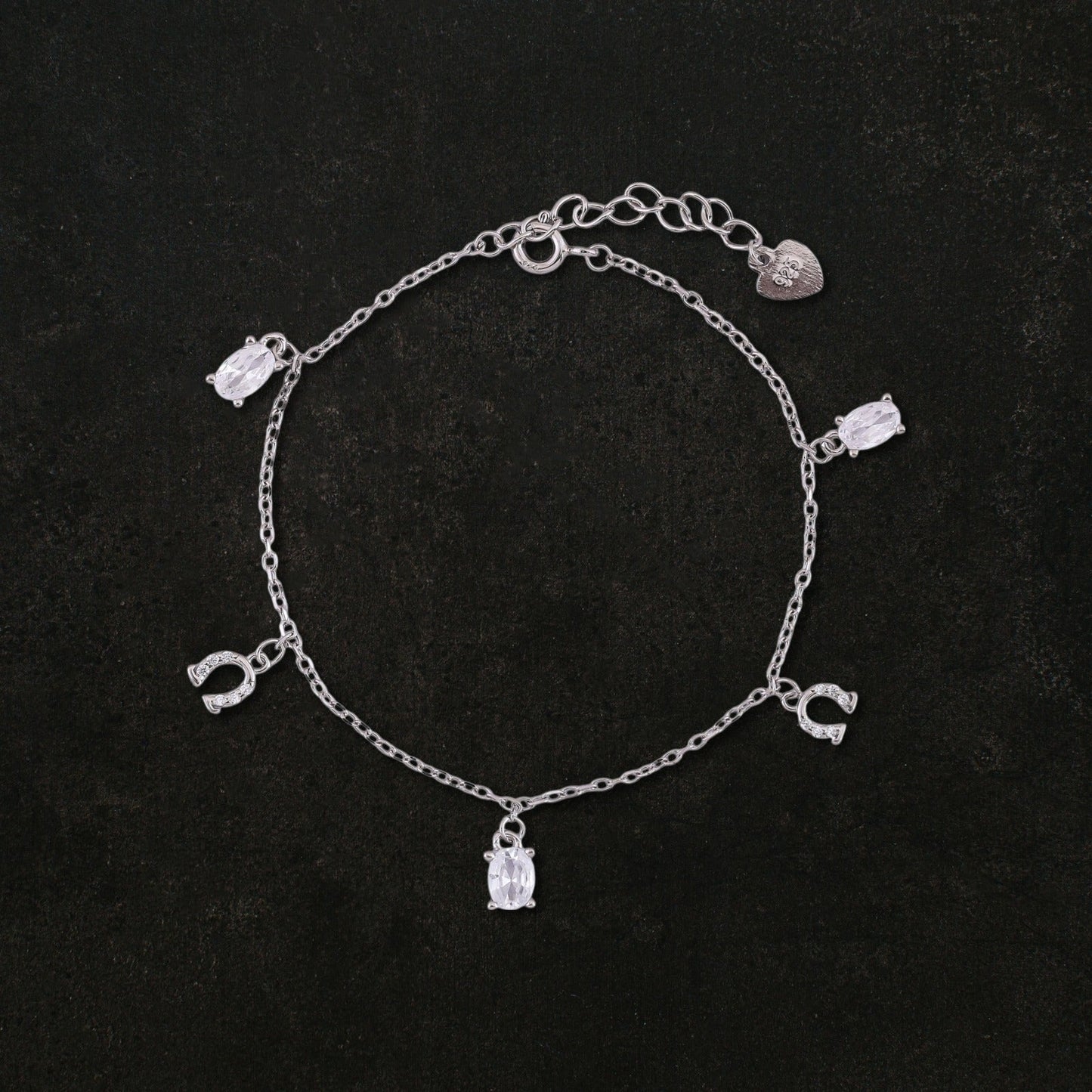 Dazzling Drop Charm Anklet In 925 Sterling Silver - Vanika 