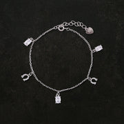 Dazzling Drop Charm Anklet In 925 Sterling Silver - Vanika 