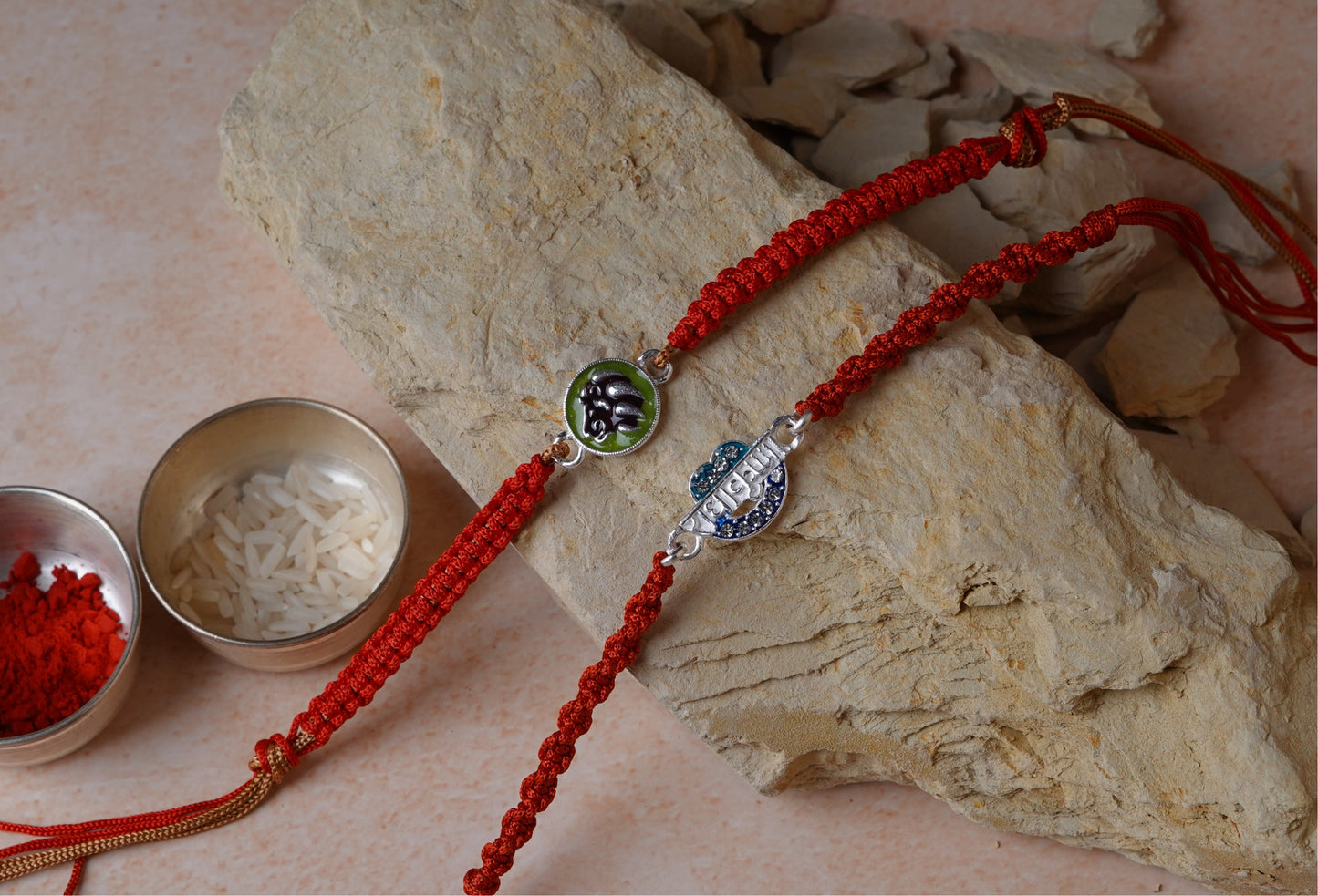 925 Sterling Silver Mahadev & Mahakaal Rakhi Set for Brother | Handmade Designer Raksha Bandhan Rakhi with Red Thread